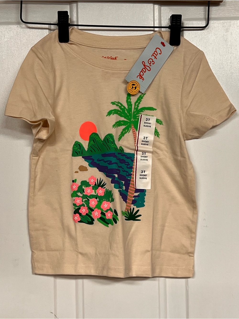 Cat & Jack Cream Toddler Tee with Bright Tropical Graphic